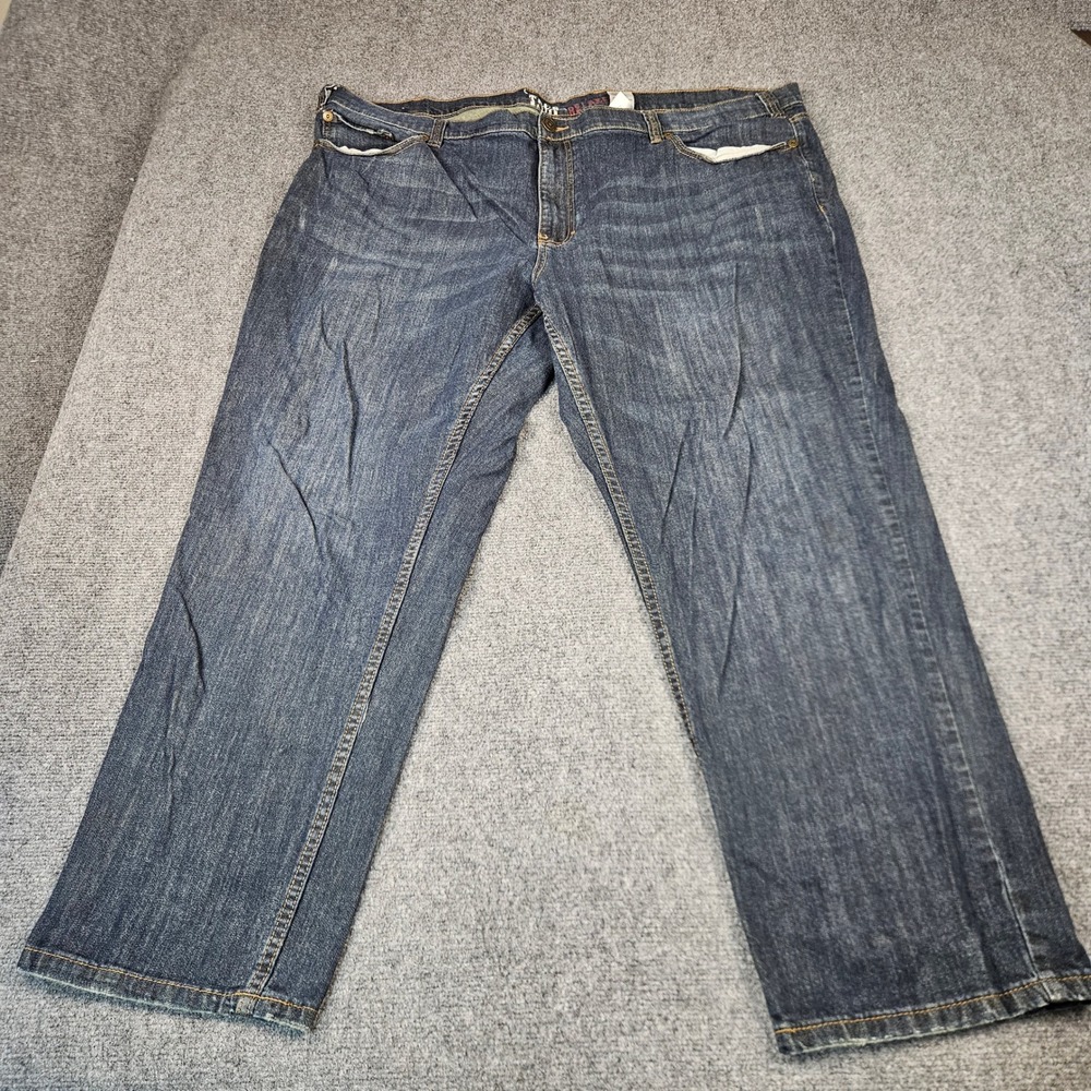 True Nation Relaxed Fit Mens Jeans 50x31‎ Dark Wash Stretch Denim Blue Pants
